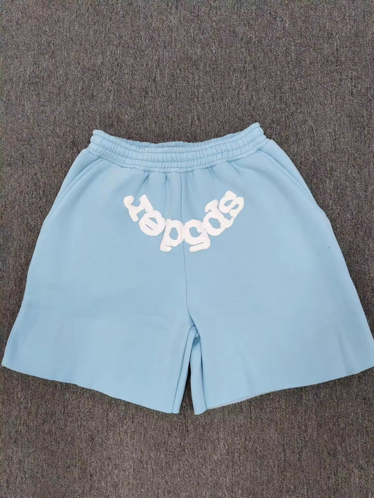 Sp5der Sweatshort – Light blue white
