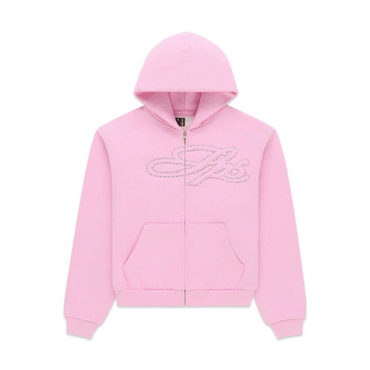 Rhinestone Script Zip Hoodie