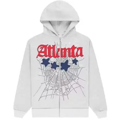 Spider Atlanta Zip Up Hoodie Heather Grey