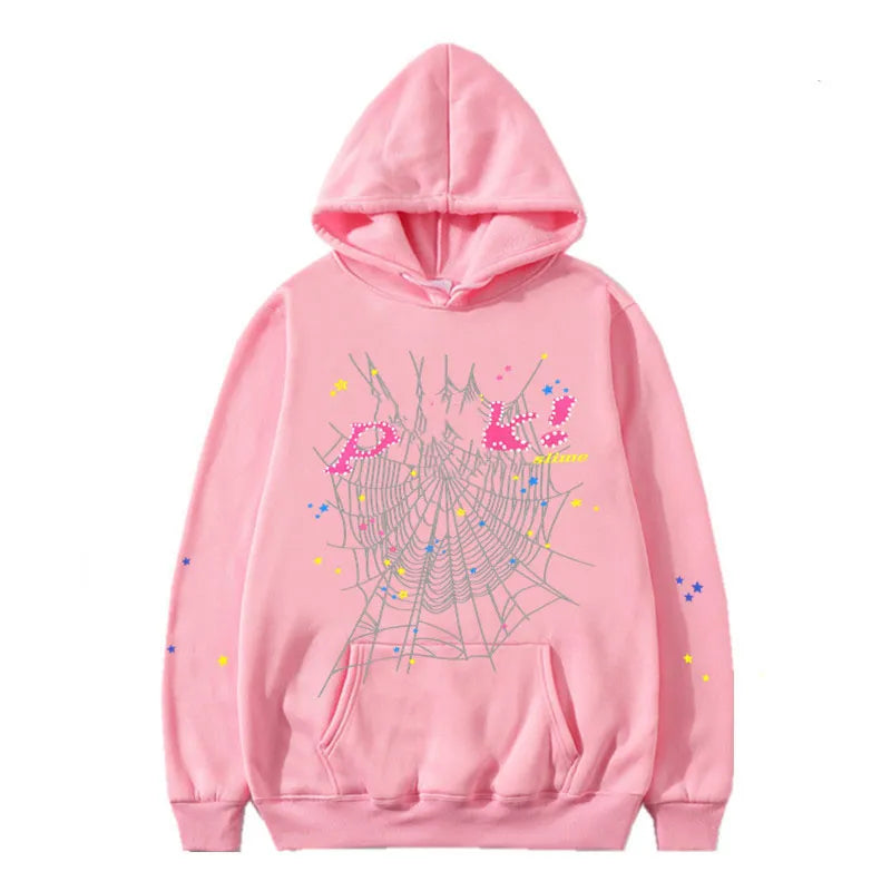 Sp5der Gray Hoodie ‘Baby Pink’