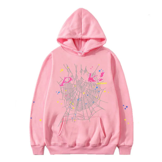 Sp5der Gray Hoodie ‘Baby Pink’